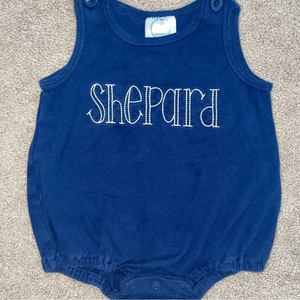 Navy Cotton Monogrammed Bubble